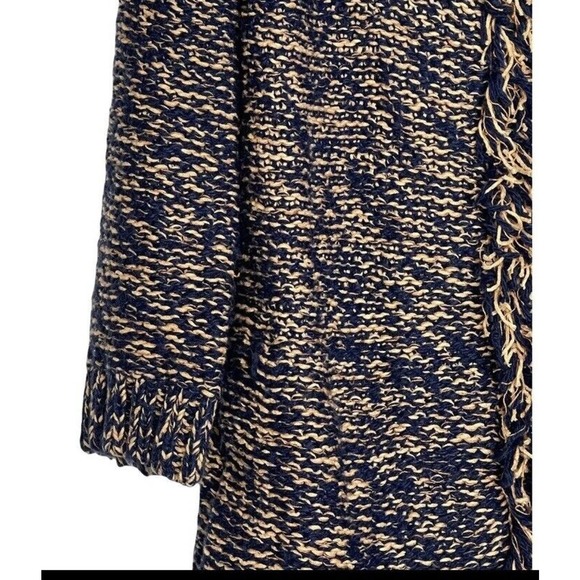 Sparrow Anthropologie Women Sz S Blue Gold 3/4 Sleeve Wool Blend Open Cardigan - Picture 3 of 6